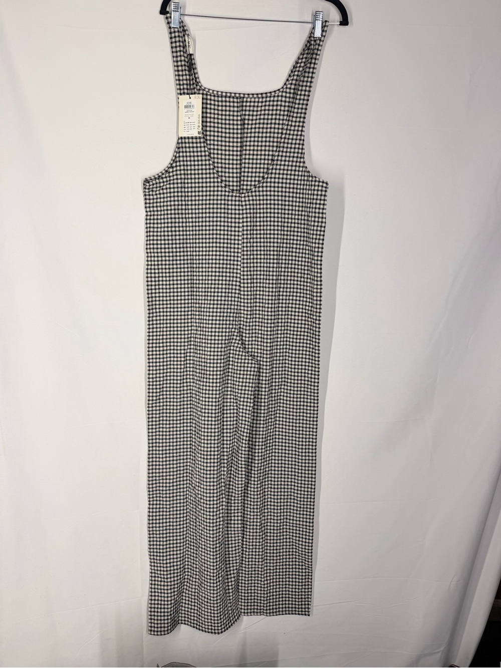 Gingham Scoop-Neck Wide-Leg‎ Jumpsuit in Black & White